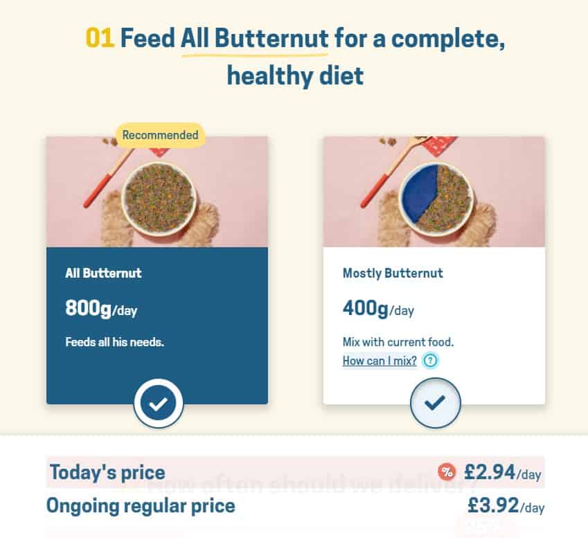 butternut box dog food cost